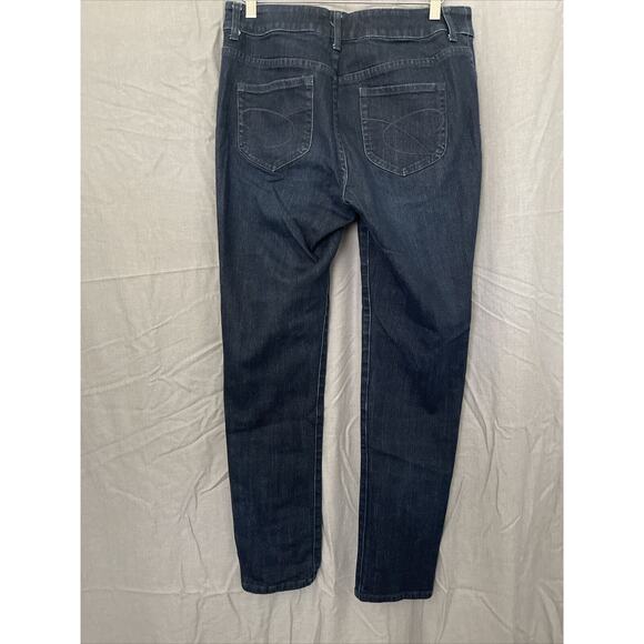 Chico's 1 M/8 Reg Womens Platinum Ultimate StraightLeg Jeans Dark Stretch Casual - Picture 3 of 8